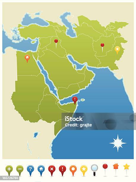 Vetores de Oriente Médio Norte Da África Paquistão E O Afeganistão Gps Mapa Com Ícones e mais imagens de Afeganistão