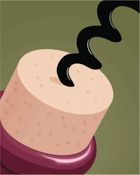 Vector illustration of Using a Corkscrew