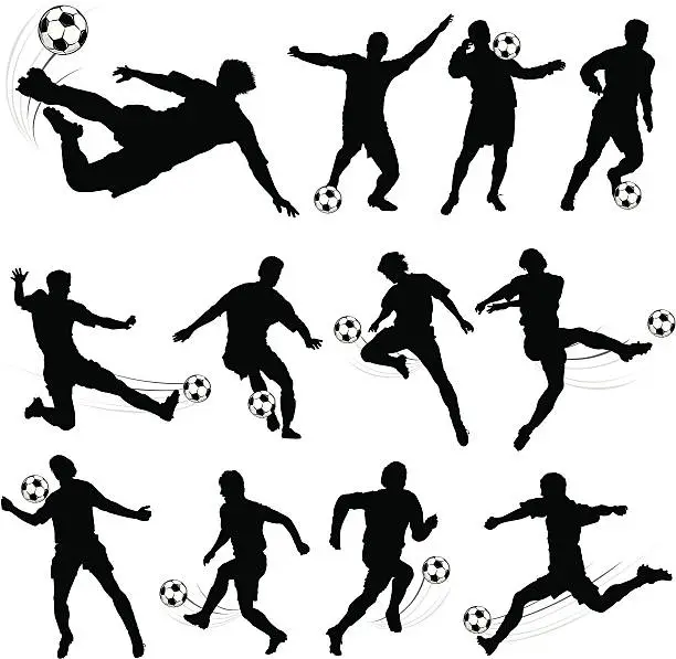 Vector illustration of Silhouettes of soccer players