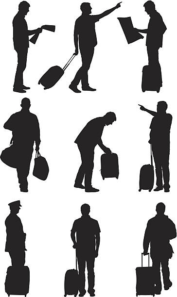 menschen auf reisen am flughafen - airport newspaper travel business travel stock-grafiken, -clipart, -cartoons und -symbole