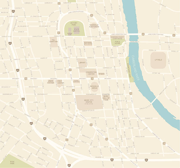 ナッシュビルのダウンタウンのマップ - tennessee map usa nashville点のイラスト素材／クリップアート素材／マンガ素材／アイコン素材