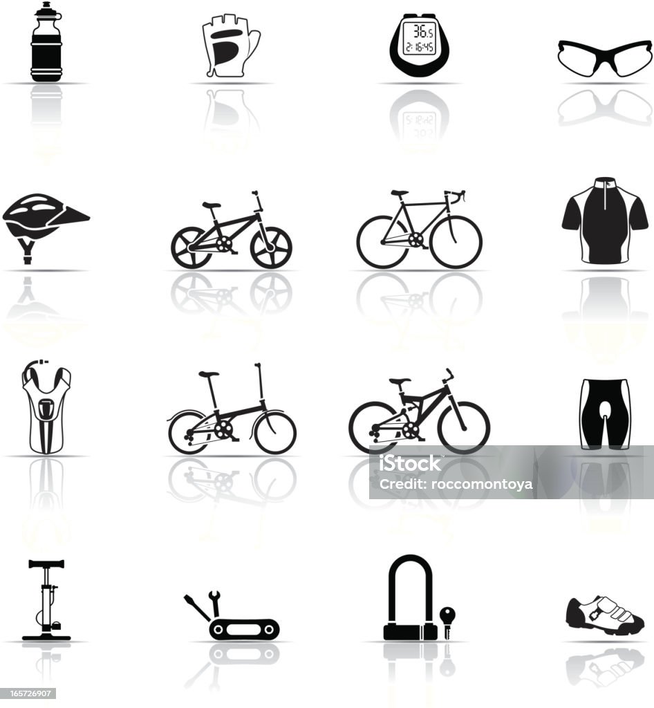 Conjunto de ícones, ciclismo coisas - Vetor de Tranca de Bicicleta royalty-free