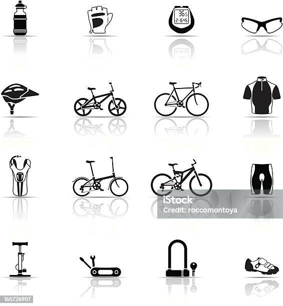 Vetores de Conjunto De Ícones Ciclismo Coisas e mais imagens de Tranca de Bicicleta - Tranca de Bicicleta, Capacete de Ciclismo, Bicicleta