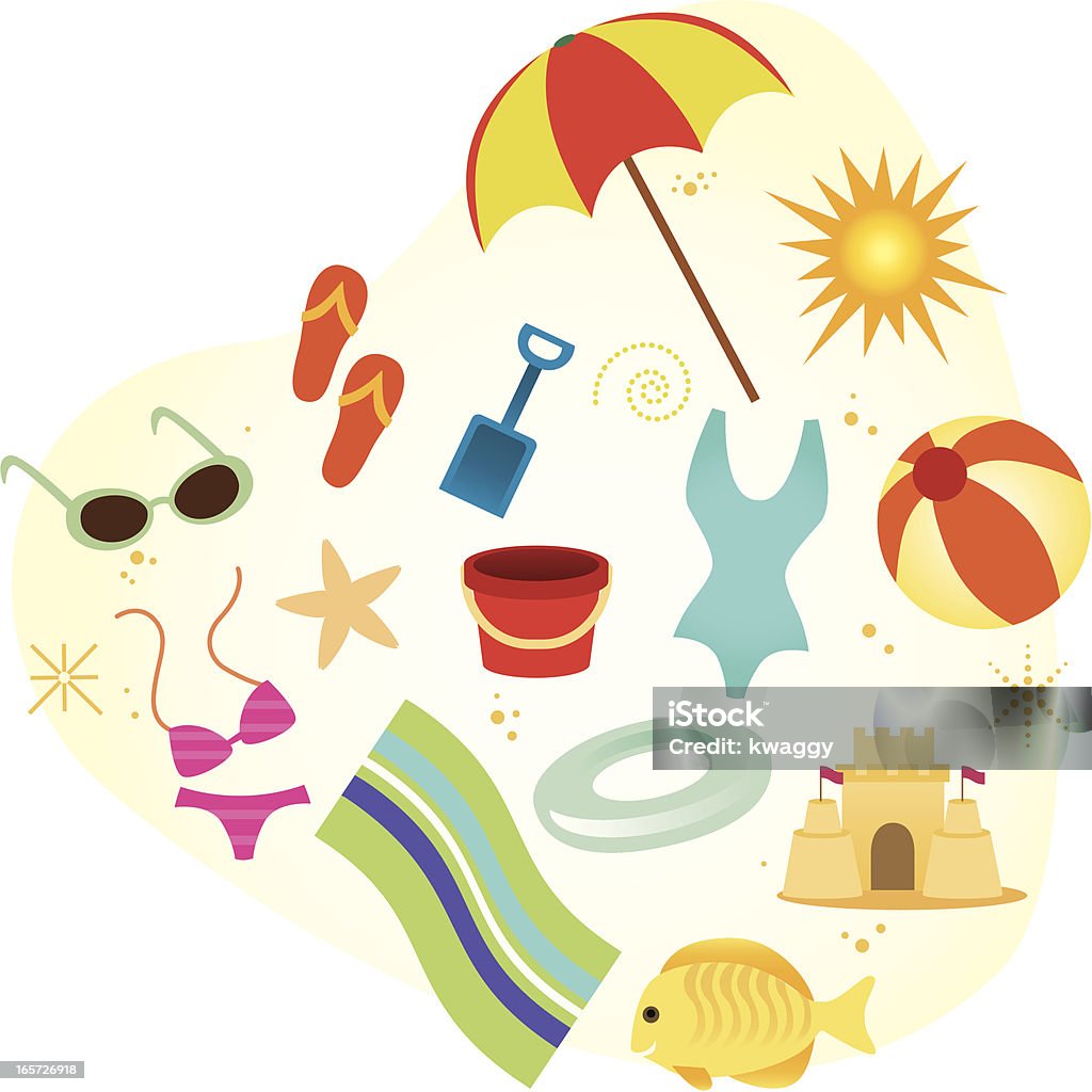 Beach Elements Beach Elements Stock Illustration - Download Image Now - Beach Towel ...