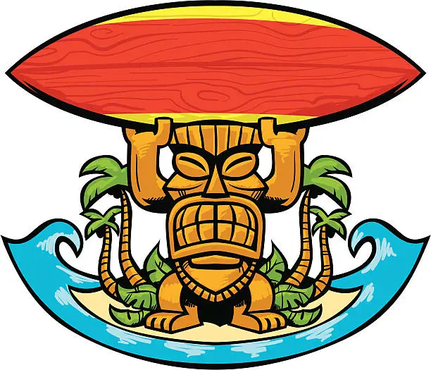 Vector illustration of tiki surf crest