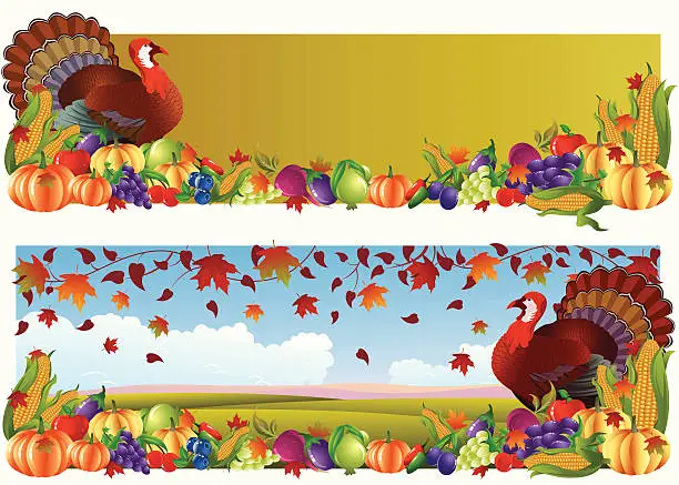 Vector illustration of Turkey Banner/Thanksgiving Banner