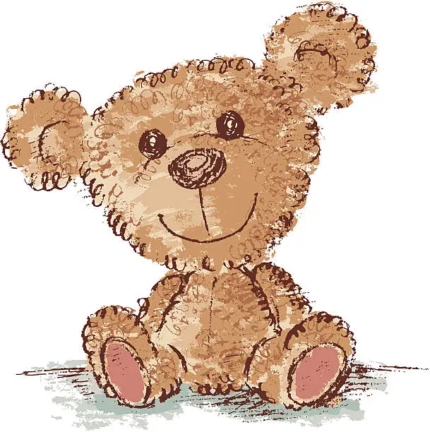 Vector illustration of Teddy bear is sitting