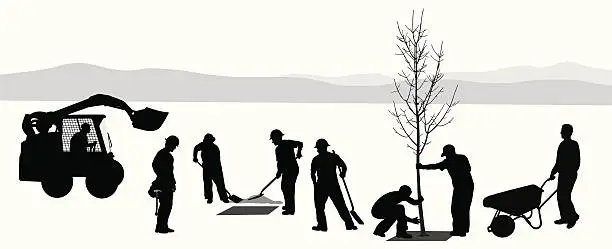 Vector illustration of Tree Planting Vector Silhouette