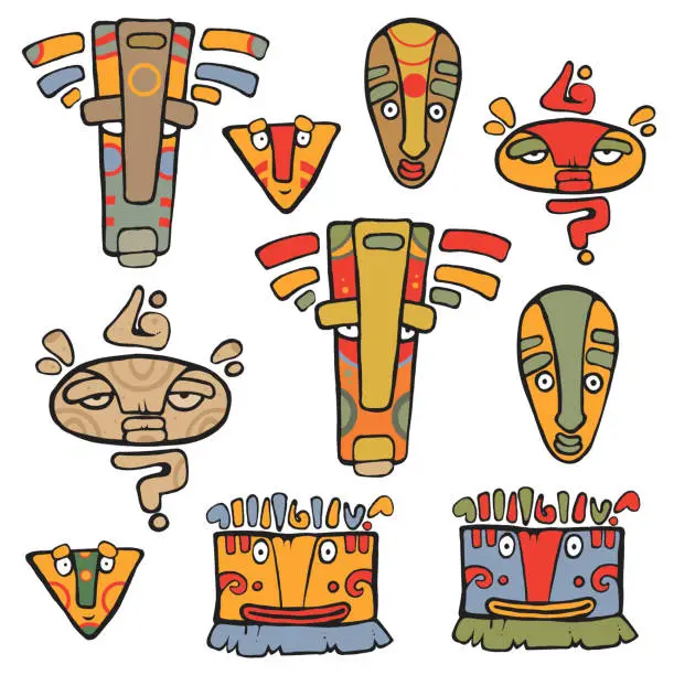 Vector illustration of set of masks