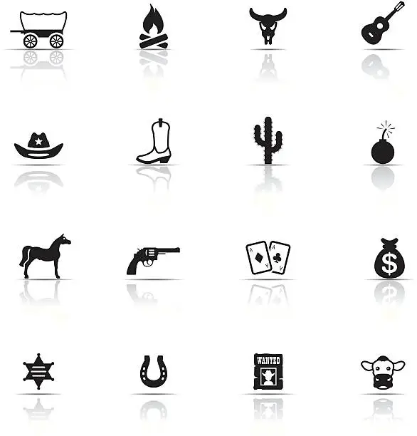 Vector illustration of Various icon sets for Cowboys and horses