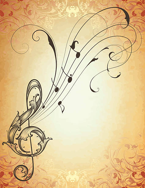 Musical Antique Scroll vector art illustration