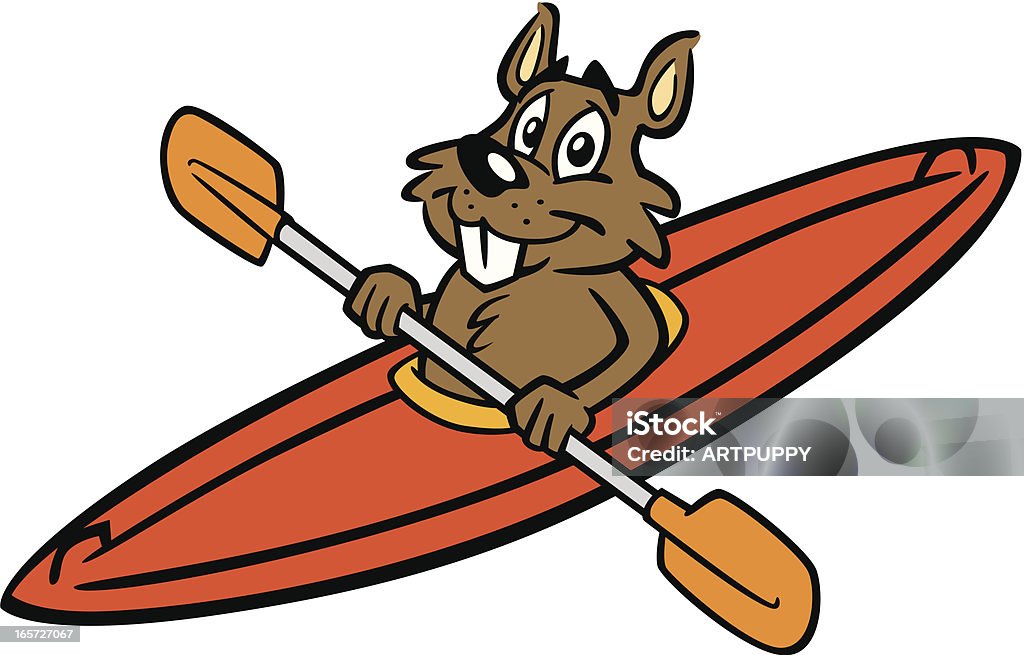 Beaver en Kayak - arte vectorial de Agua libre de derechos