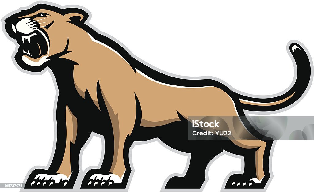 Cougar mascot "Stylized powerful cougar mascot. All Colors are separated in layers. Easy to edit. Black and white version (EPS8,JPEG) included." Mountain Lion stock vector