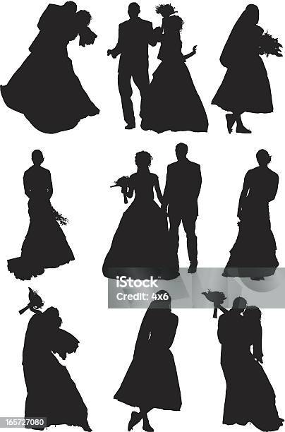 Newlywed Couple Stock Illustration - Download Image Now - Wedding, Couple - Relationship, In Silhouette