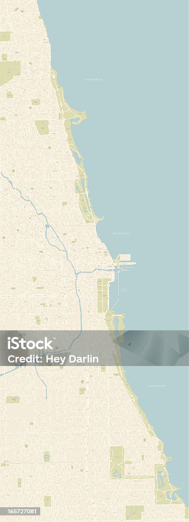 Chicago costa mappa - arte vettoriale royalty-free di Chicago - Illinois