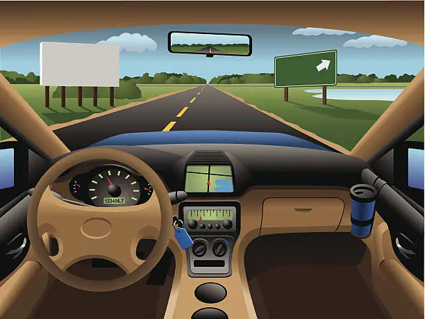Vector illustration of Modern Car Dashboard