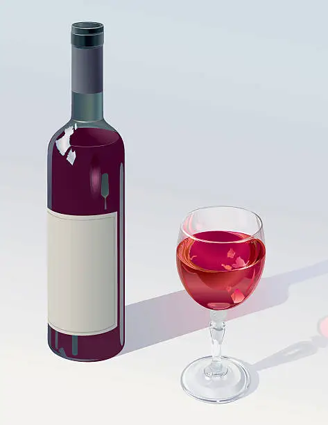 Vector illustration of Glass And Bottle Of Red Wine