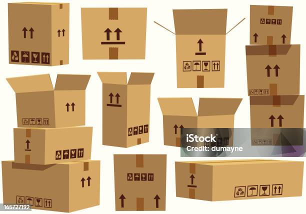 Various Assorted Cardboard Boxes Stock Illustration - Download Image Now - Box - Container, Relocation, Cardboard Box