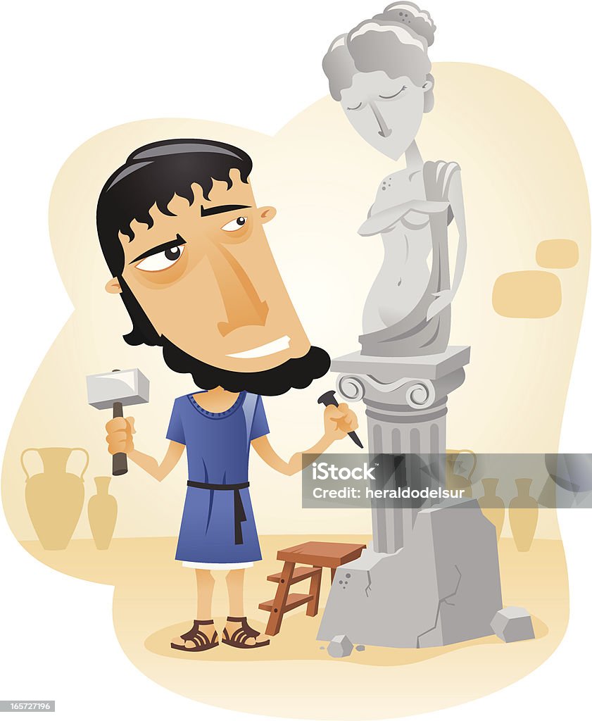 Greek Sculptor Sculptor of ancient Greece creating a statue of Aphrodite. Classical Greek stock vector