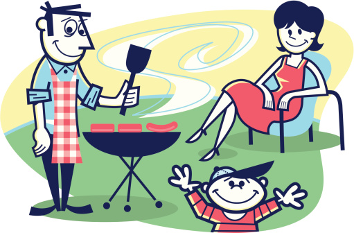 illustration of a family backyard cookout