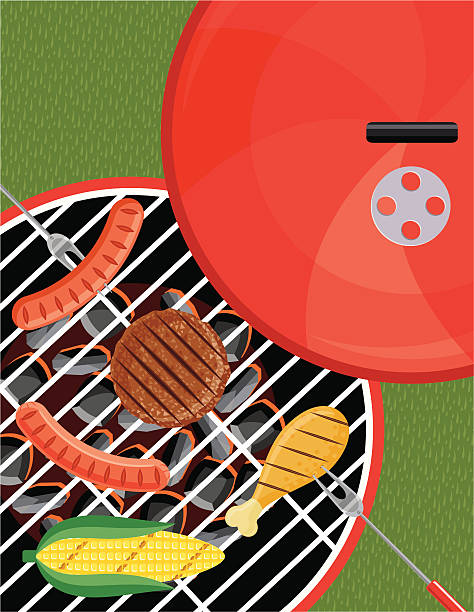 Grilling on the BBQ vector art illustration