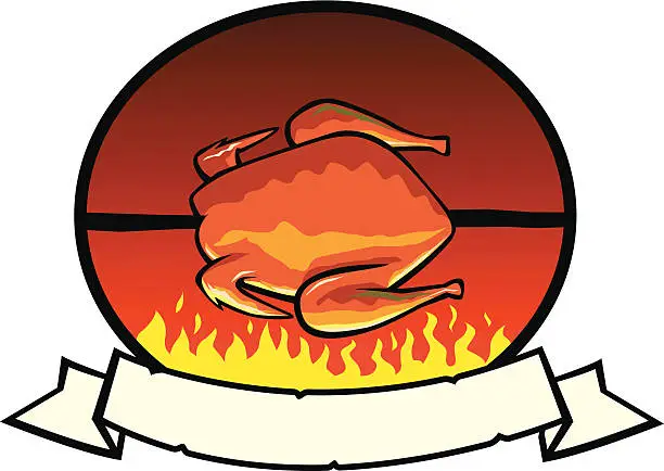 Vector illustration of Grilled Chicken Label