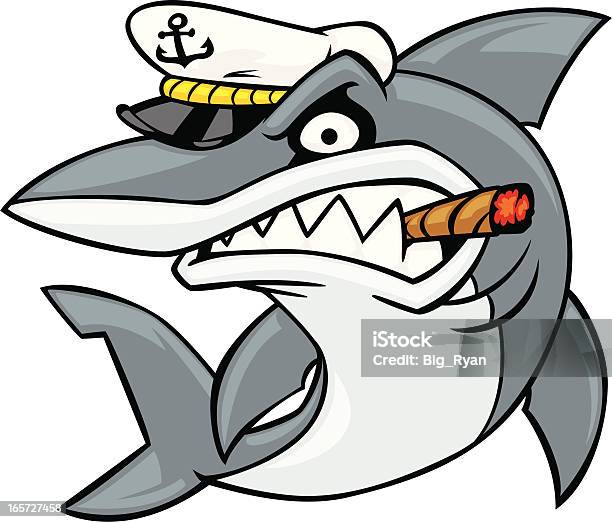 Captain Shark Stock Illustration - Download Image Now - Animal, Animal Body Part, Animal Teeth