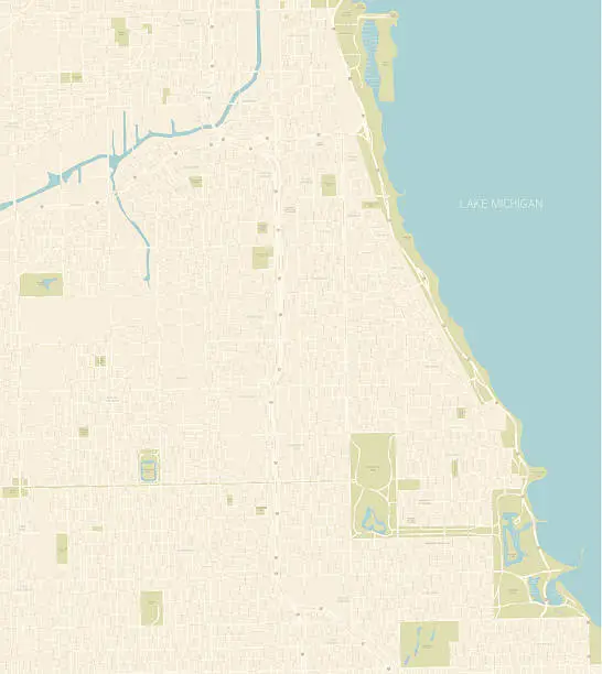 Vector illustration of Chicago Map Southern Coast