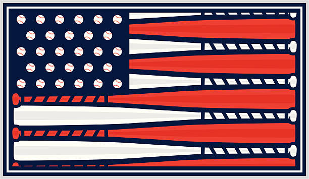 American flag baseball design vector art illustration