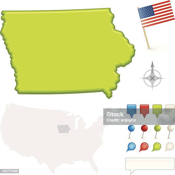 Iowa State Karte Stock Vektor Art und mehr Bilder von Blau - Blau, Einfachheit, Flagge