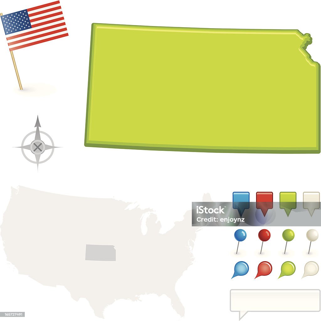 Kansas State карта - Векторная графика Без людей роялти-фри