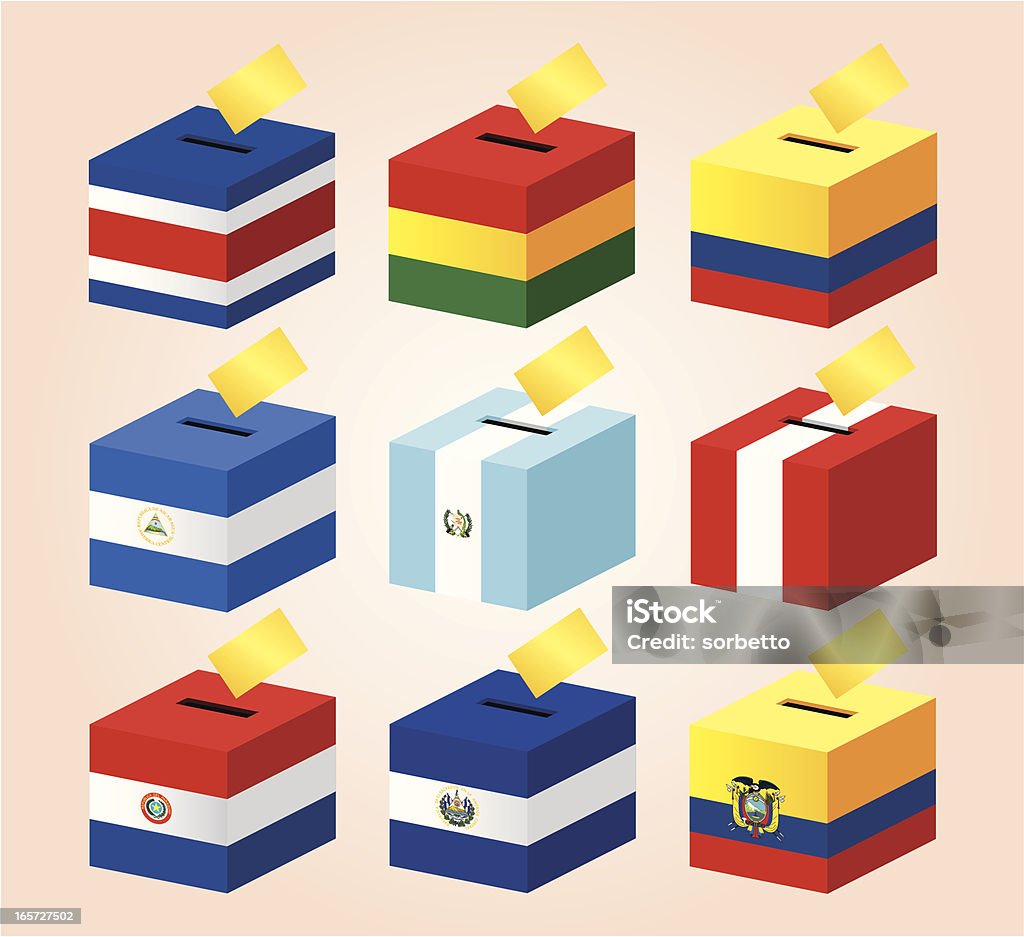 Cajas con bandera nacional de votación - arte vectorial de Ecuador libre de derechos