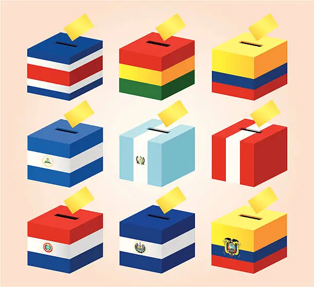 Vector illustration of Voting Boxes with National Flag