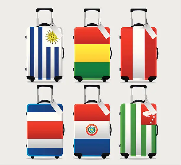 Vector illustration of Suitcase National Flag Collection