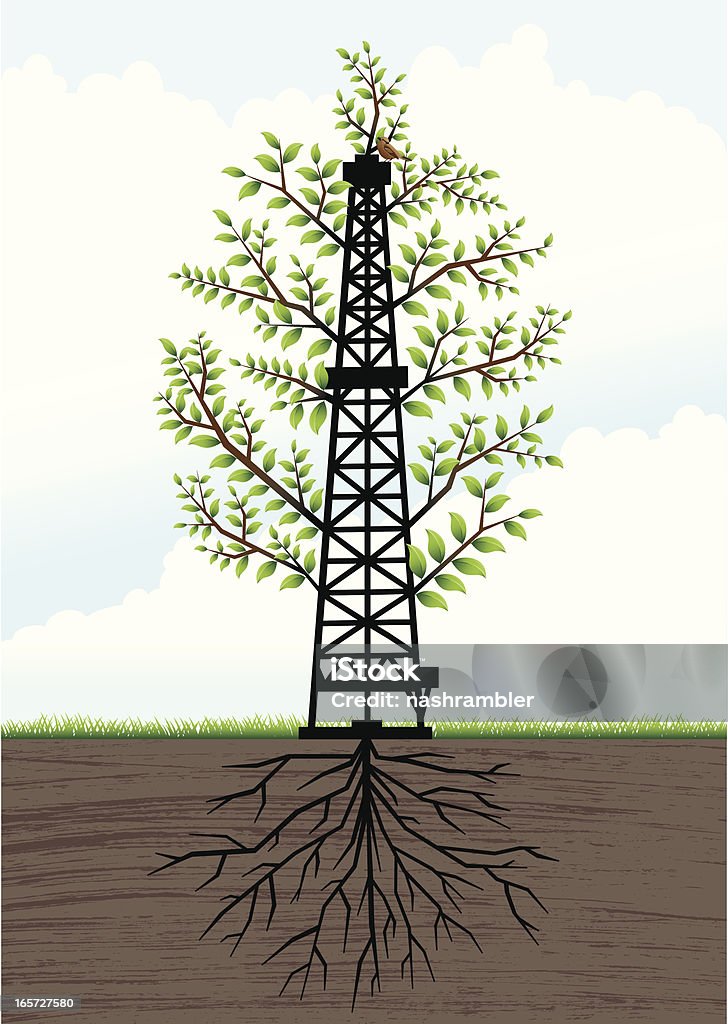 Plataforma de Perfuração de uma árvore - Vetor de Combustível fóssil royalty-free