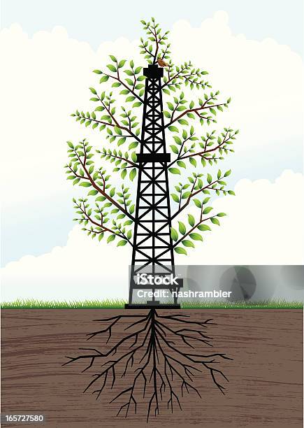 Vetores de Plataforma De Perfuração De Uma Árvore e mais imagens de Combustível fóssil - Combustível fóssil, Céu - Fenômeno natural, Desastre ecológico
