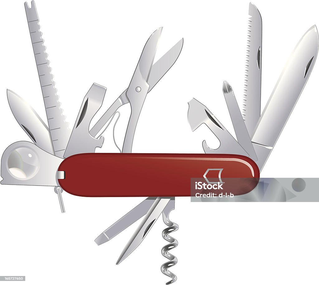 Do It All Pocket Knife Vector illustration of an all purpose pocket knife (penknife).  Penknife stock vector