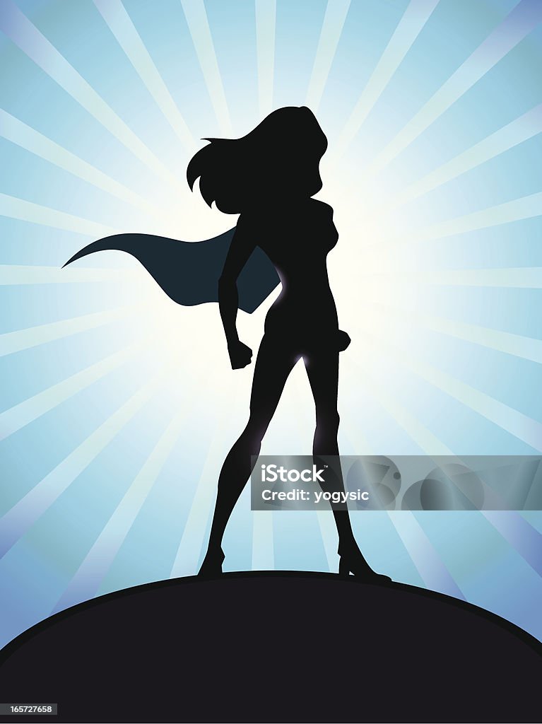Top da allenamento Supergirl Silhouette - arte vettoriale royalty-free di Collina