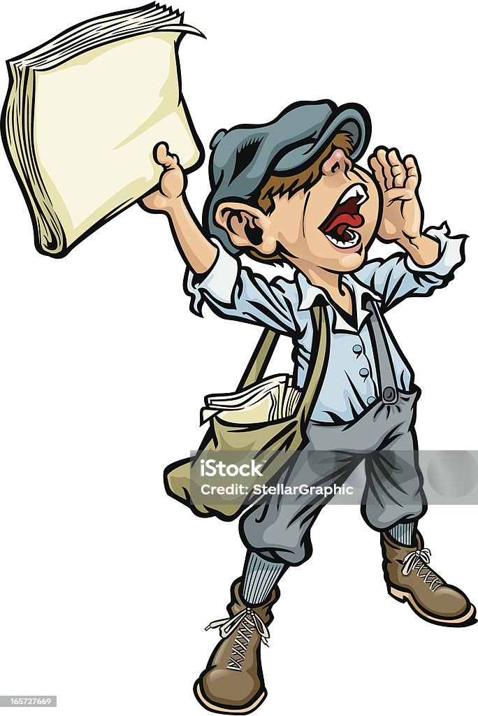 Cartoon Of A Paperboy Yelling The News Stock Illustration - Download Image  Now - Paper Delivery Person, Cartoon, Newspaper - iStock