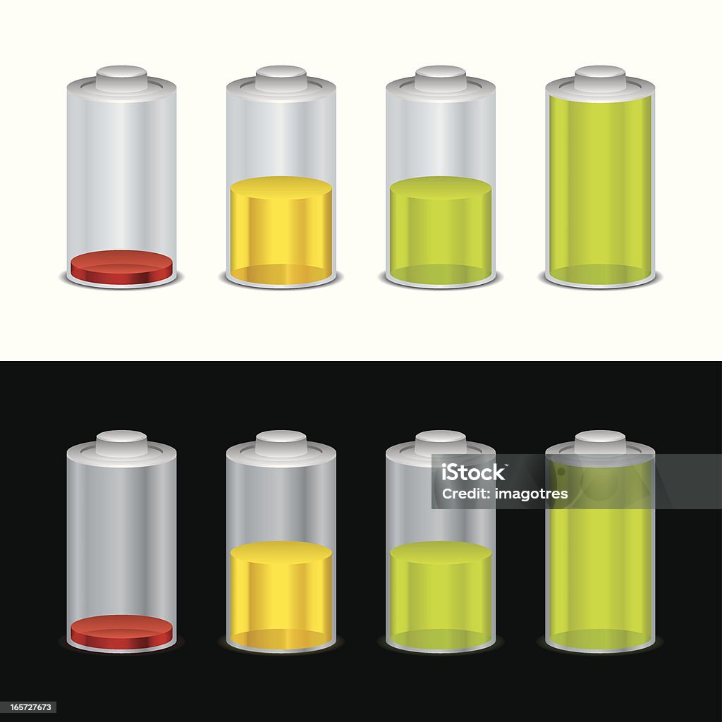 Akumulator w kolorach i Relfections - Grafika wektorowa royalty-free (Bateria - Zasilanie elektryczne)