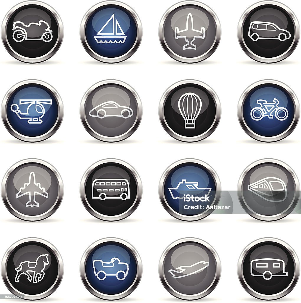 Supergloss Icons - Transportation Outlines A collection of 16 different transportation machines. Airplane stock vector