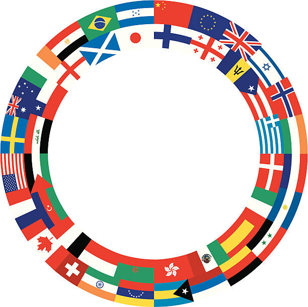 Bandiere del cerchio del mondo - illustrazione arte vettoriale