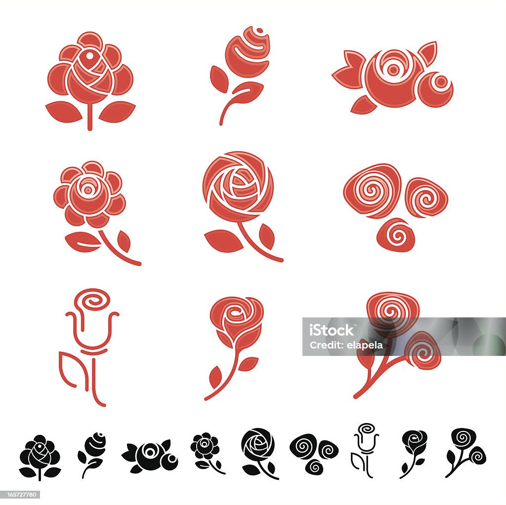 Roses Set of roses silhouettes. ZIP includes large JPG (CMYK 4000x4000) PNG with transparent background. Rose - Flower stock vector