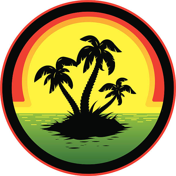 Sunset Rasta Cartoon Of The Beach Sunset With Palm Trees Stock Photos, Pictures ...