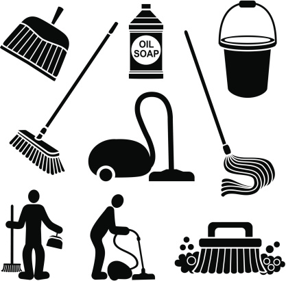 Vector icons with a floor cleaning theme.