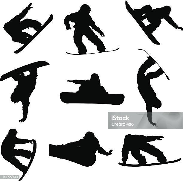 Snowboard Truques Incríveis - Arte vetorial de stock e mais imagens de Snowboard - Snowboard, Adulto, Agilidade