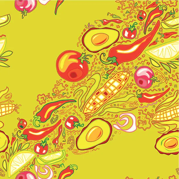 Vector illustration of Mexican Vegetable Pattern (Green)