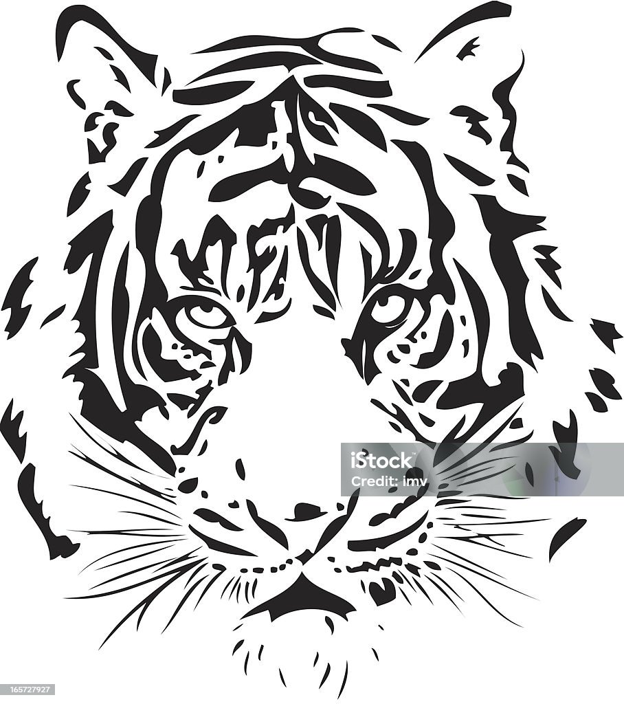 Tiger illustrazione in linee nere - arte vettoriale royalty-free di Tigre