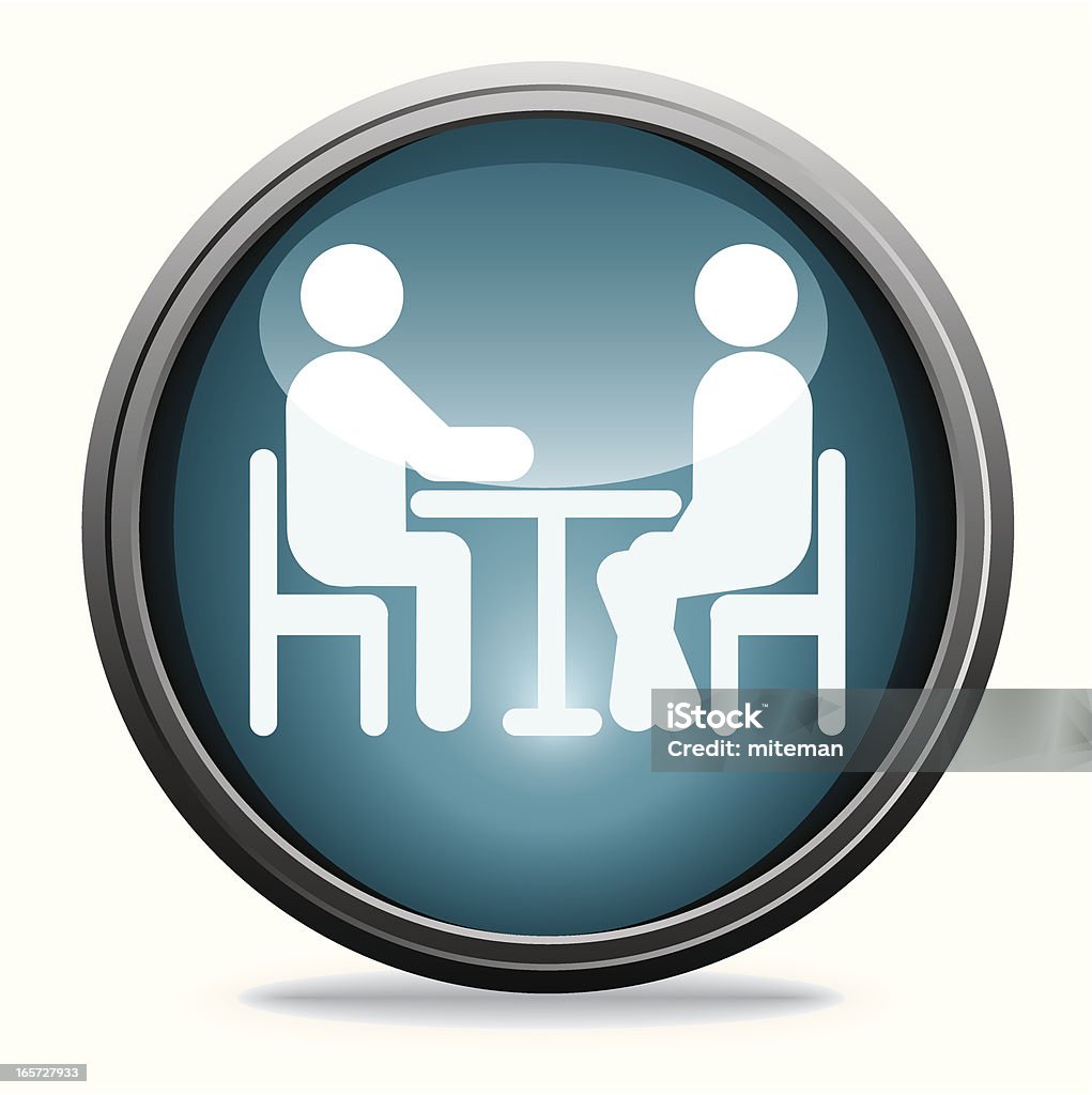 Interview | Glass Collection A Blue Glass Style icon with an aluminum border of an interview. Blue stock vector