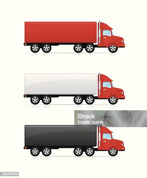 Les Camions Vecteurs libres de droits et plus d'images vectorielles de Blanc - Blanc, Container, Couleur noire